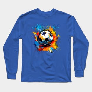 Soccer Ball With Paint Splashes Design for Soccer Fans Long Sleeve T-Shirt